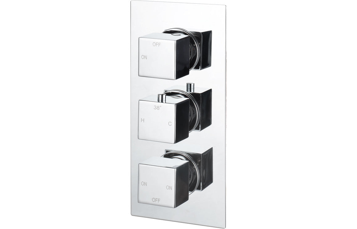 Dee Thermostatic Three Outlet Triple Shower Valve - Chrome