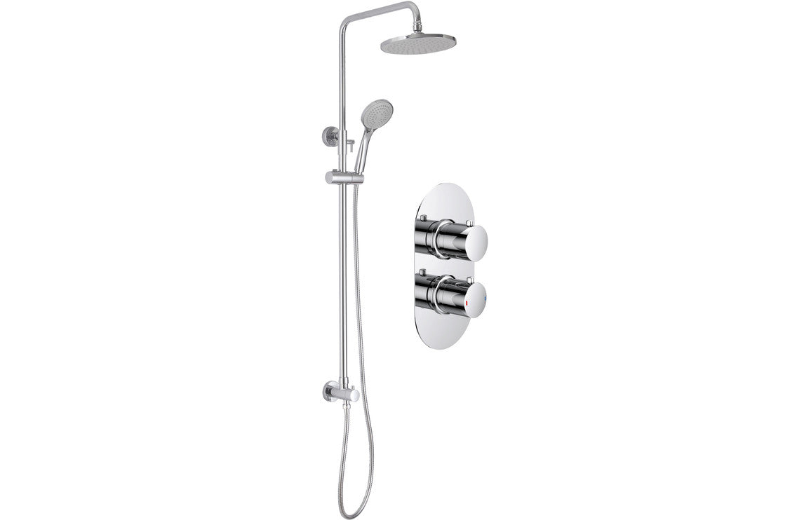 Spence Shower Pack Two - Two Outlet Twin Shower Valve w/Riser & Overhead Kit - Chrome