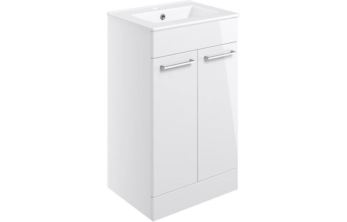 Dee 510mm Floor Standing Unit & Close Coupled WC Pack - White Gloss