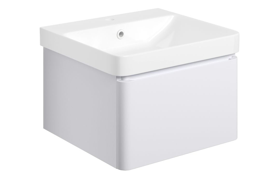 Coupe 500mm Wall Hung 1 Drawer Basin Unit & Basin - Matt White