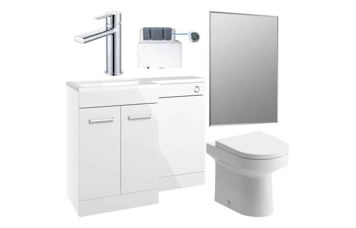 Brochall 1100mm Furniture & BTW WC Pack - White Gloss (RH)