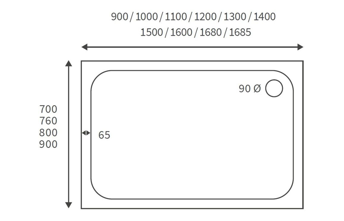 45mm Low Profile 1100x760mm Rectangular Tray & Waste