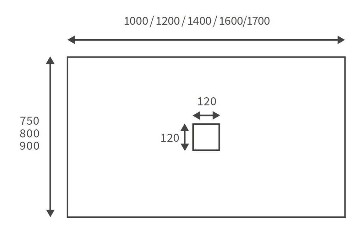 25mm 1700x800mm Slate Effect Ultra-Slim Rectangular Tray & Waste