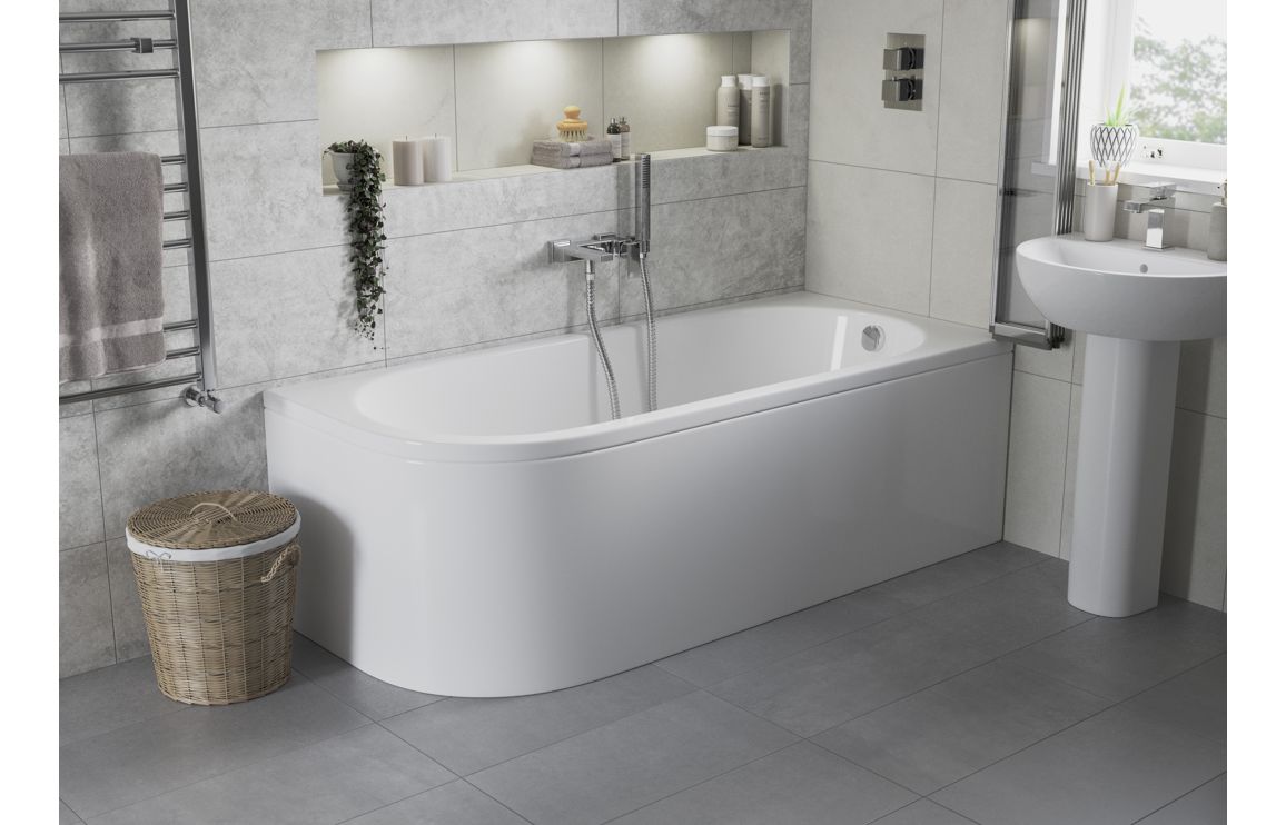 Wray J Shape 1700x725x600mm 0TH Bath w/Legs (RH)