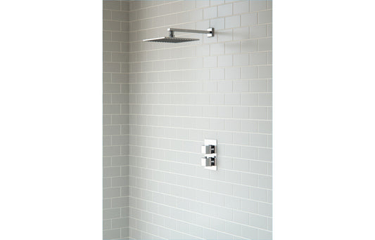 Dee Shower Pack Two - Single Outlet Twin Shower Valve w/Overhead - Chrome