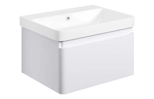 Coupe 605mm Wall Hung 1 Drawer Basin Unit & Basin - Matt White