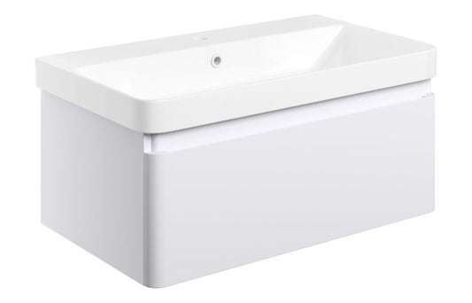 Coupe 805mm Wall Hung 1 Drawer Basin Unit & Basin - Matt White