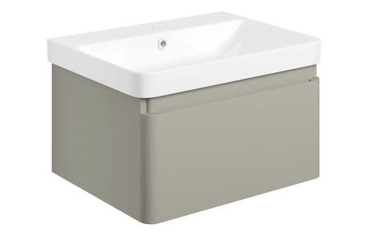 Coupe 605mm Wall Hung 1 Drawer Basin Unit & Basin - Matt Latte