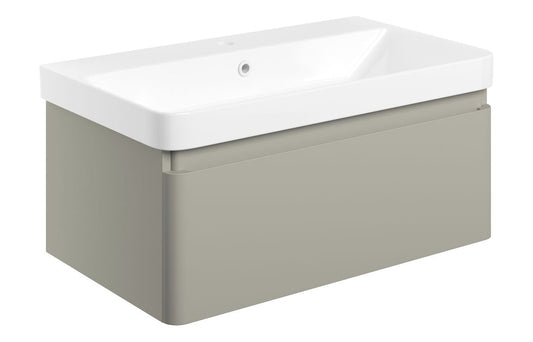 Coupe 805mm Wall Hung 1 Drawer Basin Unit & Basin - Matt Latte