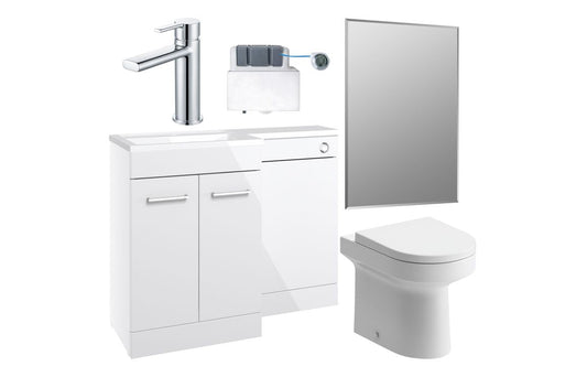 Brochall 1100mm Furniture & BTW WC Pack - White Gloss (LH)