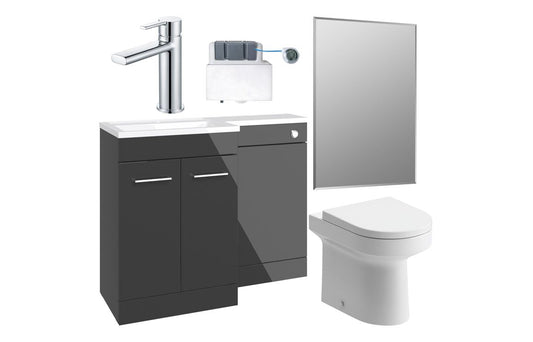 Brochall 1100mm Furniture & BTW WC Pack - Anthracite Gloss (LH)