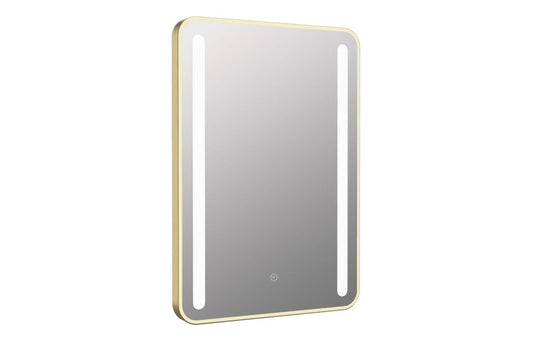 Bamber 500x700mm Rounded Front-Lit LED Mirror - Brushed Brass
