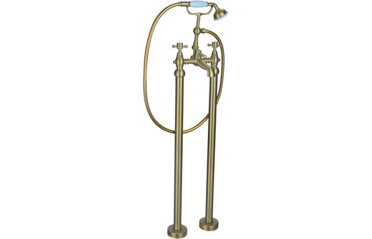 Dodd Floor Standing Bath/Shower Mixer & Shower Kit - Brushed Brass