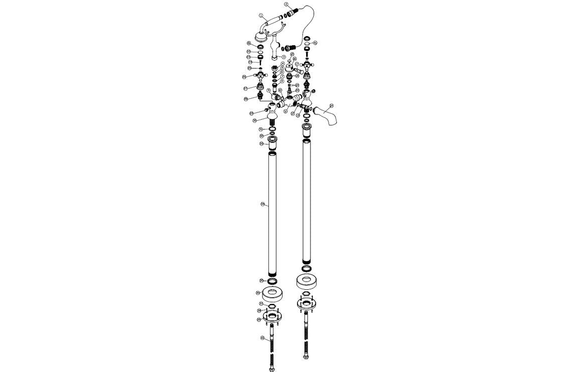 Dodd Floor Standing Bath/Shower Mixer & Shower Kit - Brushed Brass