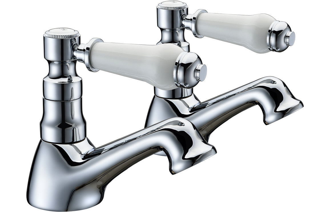 Whitby Bath Pillar Taps - Chrome