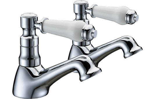Whitby Bath Pillar Taps - Chrome