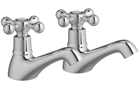 Toulouse Bath Pillar Taps - Chrome