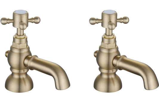 Dodd Bath Pillar Taps - Brushed Brass