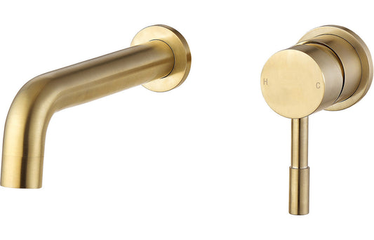 Goole Wall Mounted Basin Mixer - Brushed Brass