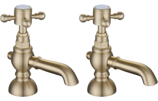 Dodd Basin Pillar Taps - Brushed Brass