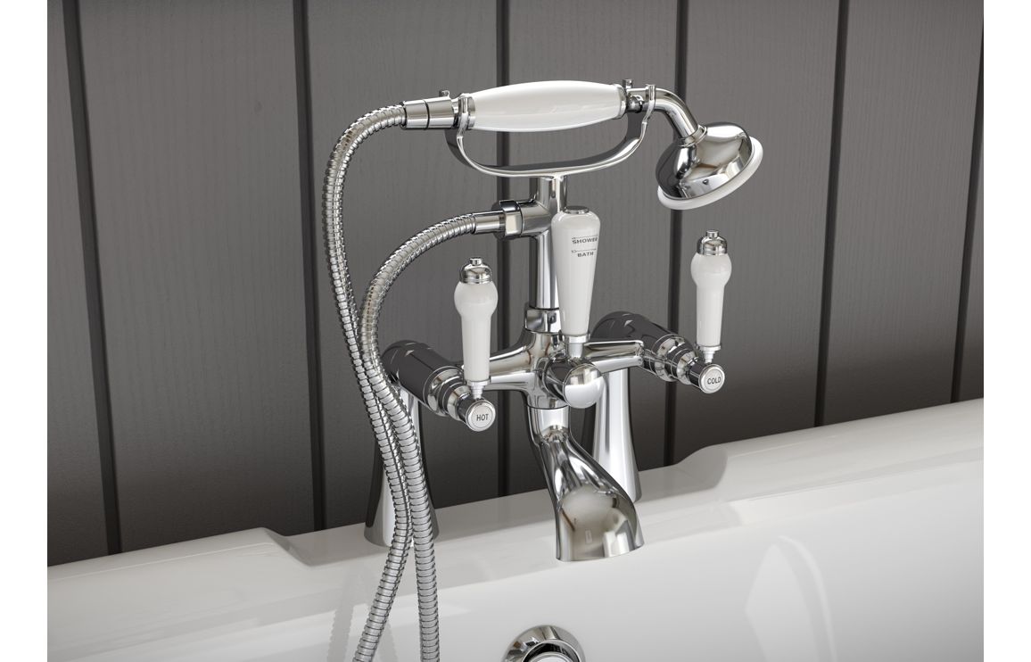 Whitby Bath Pillar Taps - Chrome